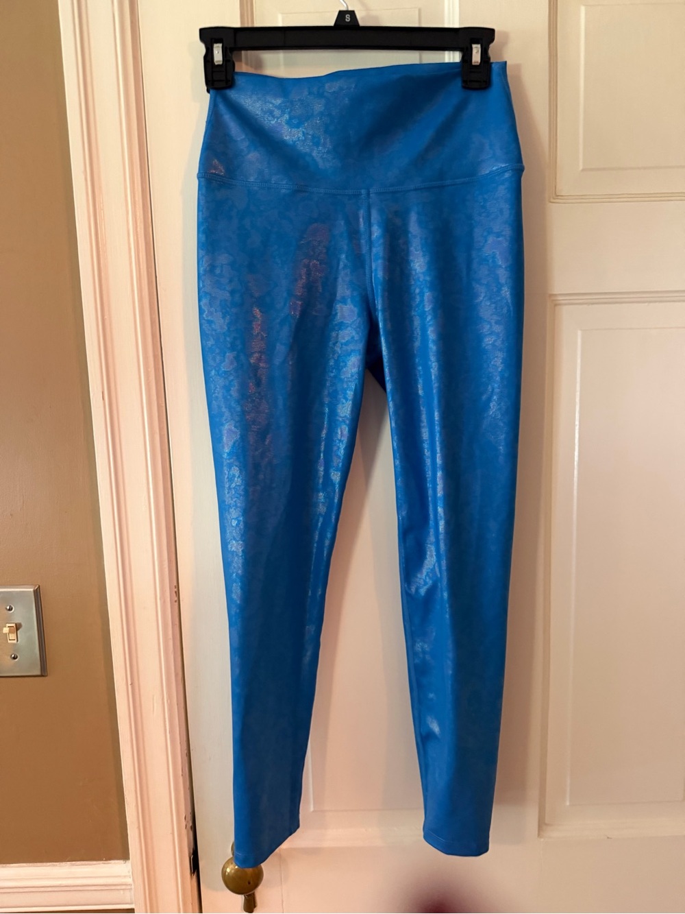 Carbon38 Metallic Blue High Rise Leggings Size M